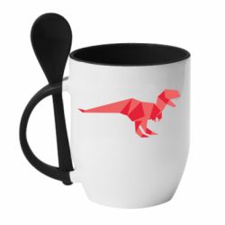 Чашка с ложкой Origami dinosaur - PrintSalon
