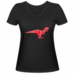 Женская футболка с V-образным вырезом Origami dinosaur - PrintSalon