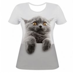 Женская футболка 3D Original gray cat-PrintSalon Женская футболка 3D Original gray cat