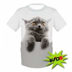 Детская 3D футболка Original gray cat