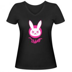 Женская футболка с V-образным вырезом Overwatch dva rabbit - PrintSalon