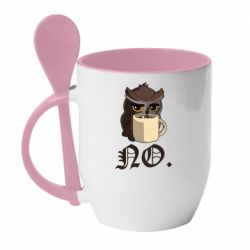 Чашка с ложкой Owl and coffee - PrintSalon