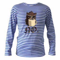 Тельняшка с длинным рукавом Owl and coffee - PrintSalon