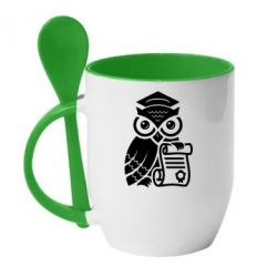 Чашка с ложкой Owl Lawyer - PrintSalon