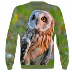 3D світшот Owl on green field - PrintSalon