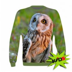 Дитячий 3D світшот Owl on green field - PrintSalon