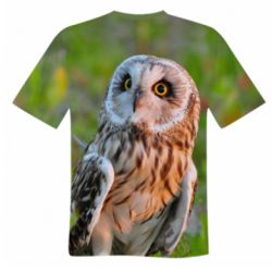 Чоловіча футболка 3D Owl on green field - PrintSalon