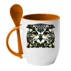 Чашка с ложкой Owl Vector - PrintSalon