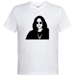 Мужская футболка  с V-образным вырезом Ozzy Osbourne face - PrintSalon