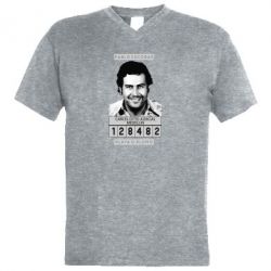 Мужская футболка  с V-образным вырезом Pablo Escobar - PrintSalon