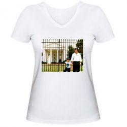 Женская футболка с V-образным вырезом Пабло Эскобар - PrintSalon