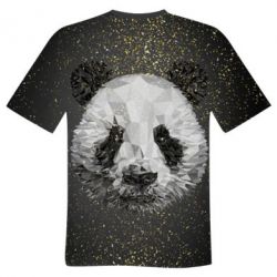Чоловіча футболка 3D Panda low poly and gold - PrintSalon