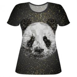 Жіноча 3D футболка Panda low poly and gold - PrintSalon
