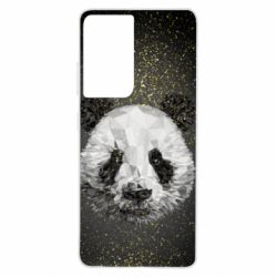 Чохол для Samsung S21 Ultra Panda low poly and gold - PrintSalon