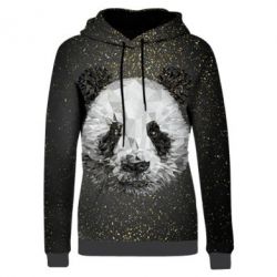 Жіноче 3D худі Panda low poly and gold-PrintSalon Жіноче 3D худі Panda low poly and gold
