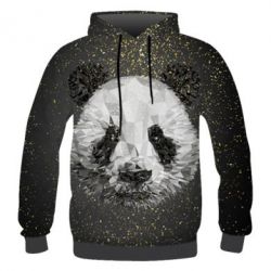 Чоловіче 3D худі Panda low poly and gold - PrintSalon