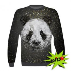 Дитячий 3D світшот Panda low poly and gold - PrintSalon