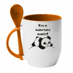 Чашка с ложкой Panda on tummy - PrintSalon