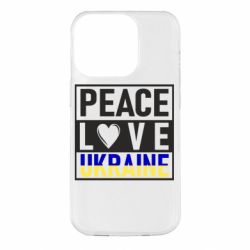 Чехол для iPhone 14 Pro PEACE LOVE UKRAINE - PrintSalon