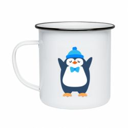 Кружка эмалированная Penguin in a hat - PrintSalon