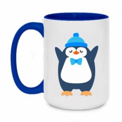Чашка двухцветная 420ml Penguin in a hat - PrintSalon