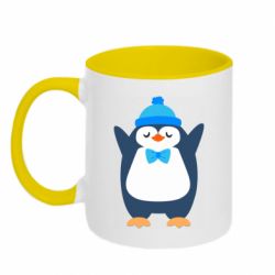 Чашка двухцветная 320ml Penguin in a hat - PrintSalon