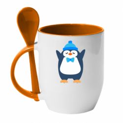 Чашка с ложкой Penguin in a hat - PrintSalon
