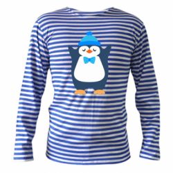 Тельняшка с длинным рукавом Penguin in a hat - PrintSalon