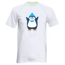 Мужская футболка для спорта Penguin in a hat - PrintSalon