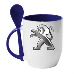 Чашка с ложкой Peugeot Logo - PrintSalon