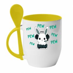 Чашка з ложкою Pew pew pew 1 - PrintSalon