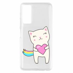 Чехол для Huawei P Smart 2021 Cute cat with heart - PrintSalon