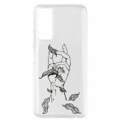 Чехол для Huawei P Smart 2021 Hand with leafs - PrintSalon