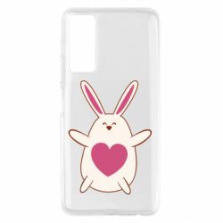 Чехол для Huawei P Smart 2021 Rabbit with a pink heart - PrintSalon