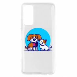 Чехол для Huawei P Smart 2021 Собачка и котик - PrintSalon