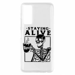 Чехол для Huawei P Smart 2021 Staying alive with coffee - PrintSalon