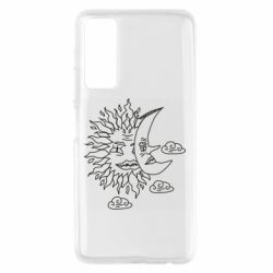 Чехол для Huawei P Smart 2021 Sun and Moon faces - PrintSalon