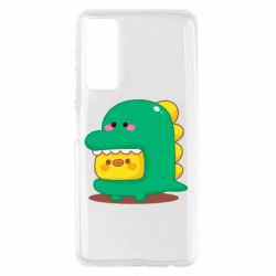 Чехол для Huawei P Smart 2021 Уточка в костюме динозавра - PrintSalon