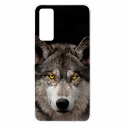 Чохол для Huawei P Smart 2021 Wolf with yellow eyes - PrintSalon