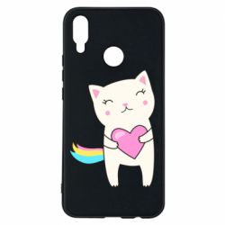 Чехол для Huawei P Smart Plus 2018 Cute cat with heart - PrintSalon
