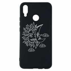 Чехол для Huawei P Smart Plus 2018 Sun and Moon faces - PrintSalon