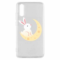 Чехол для Huawei P20 Cute rabbit on the moon - PrintSalon