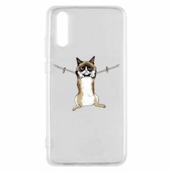 Чехол для Huawei P20 Grumpy Cat On The Rope - PrintSalon