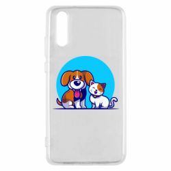 Чехол для Huawei P20 Собачка и котик - PrintSalon