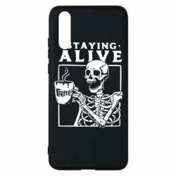 Чехол для Huawei P20 Staying alive with coffee - PrintSalon