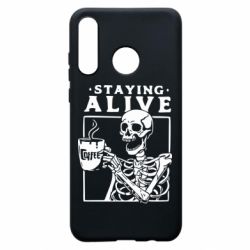 Чехол для Huawei P30 Lite Staying alive with coffee - PrintSalon
