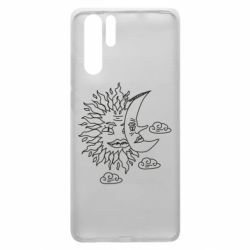 Чехол для Huawei P30 Pro Sun and Moon faces - PrintSalon
