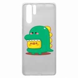 Чехол для Huawei P30 Pro Уточка в костюме динозавра - PrintSalon