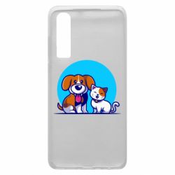 Чехол для Huawei P30 Собачка и котик - PrintSalon