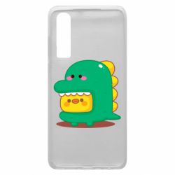 Чехол для Huawei P30 Уточка в костюме динозавра - PrintSalon
